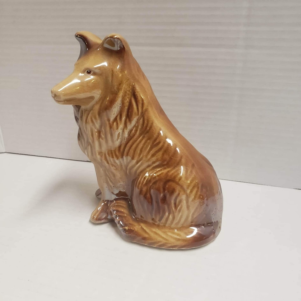 Brown Ceramic/Porcelain Collie/Lassie Dog Figurine Vtg Statue Made In Brazil